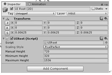 NGUI创建Camera参数为Simple 2D的UI UI对象的结构UI Root(2D)