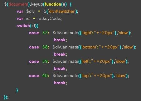 jQuery：用方向键控制层的移动