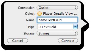 The popup that shows when you connect a UITextField to an outlet