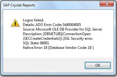 Crystal Report 2011连接SQL Server 2008失败