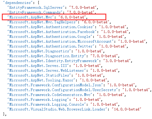【循序渐进MVC6】第一回——一物多用Project.json依赖关系之dependencies节点