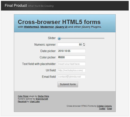 非常好的HTML5 Form表单示例