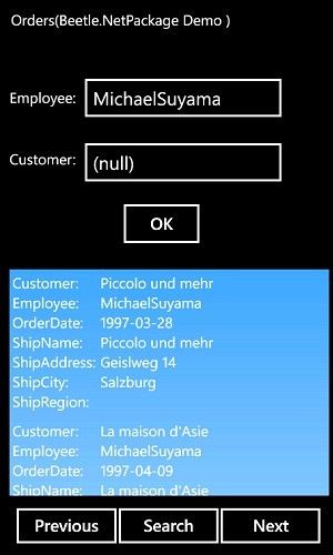 wp8使用Beetle.NetPackage实现基于TCP通讯的订单查询