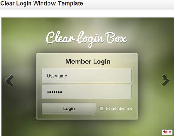 Clear Login Window Template