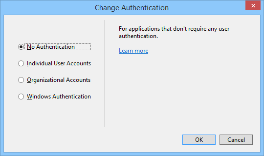 Select No Authentication