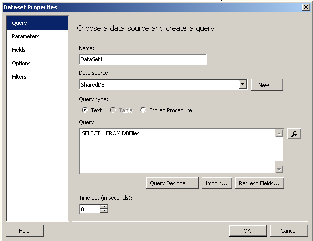 dataset for reading and displaying image from sql table