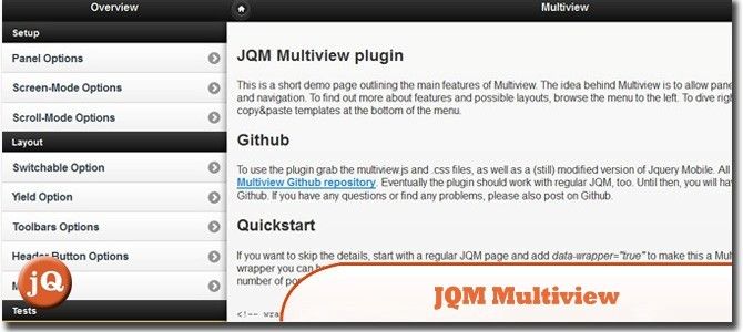 jQuery Mobile的布局插件和示例