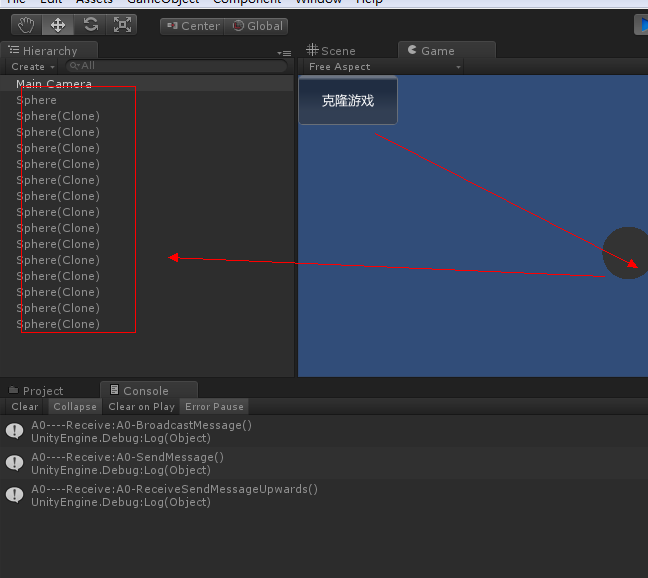 Unity3D笔记九 发送广播与消息、利用脚本控制游戏