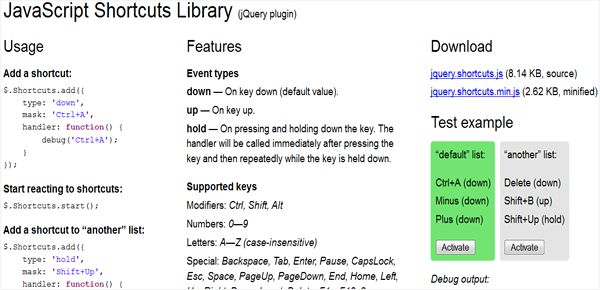 20个优秀的JavaScript 键盘事件处理库