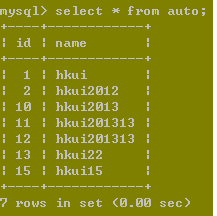 mysql列属性auto(mysql笔记四)