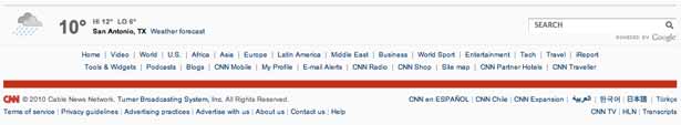 screenshot of CNN's footer