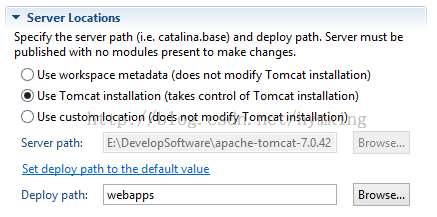 eclipse中web项目部署以后jsp的java文件找不到问题(Tomcat配置serverlocations)