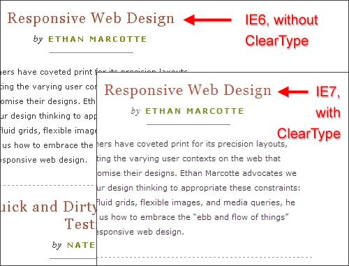 A List Apart’s 文章字体在 IE6 and IE7 中的区别