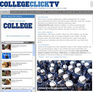 The home page of CollegeClickTV's website