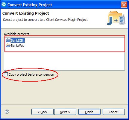 Convert Existing Project 向导