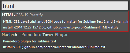 Sublime Text2格式化HMTL/CSS/JS插件HTML-CSS-JS Prettify