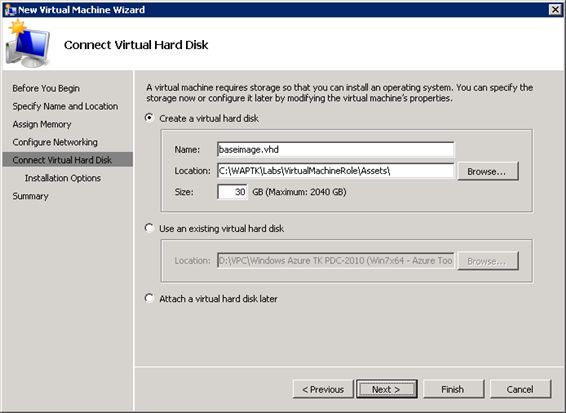 Windows Azure VM Role (2) 创建VHDVHD