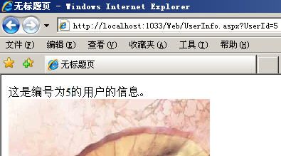 点击没有进行URL地址重写的页面的效果（即UserInfo.aspx?UserId=5）