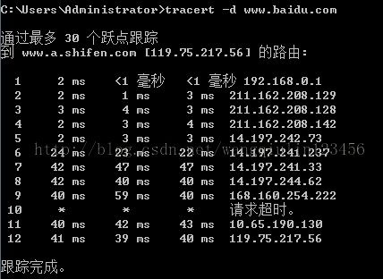 基础知识--确定本机到另外一台机器中路由器的个数