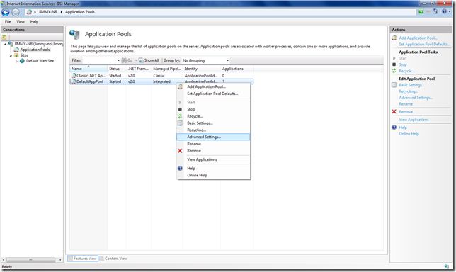 IIS7.0發生An ASP.NET setting has been detected that does not apply in Integrated managed pipeline mode.錯誤