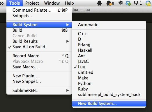 mac 安装lua并配置Subline Text2 的lua开发环境