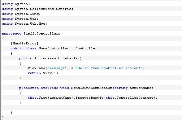 ASP.NET MVC Tip #22 – 无需创建 Controller Action 直接返回一个View