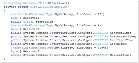 [翻译]利用C#获取终端服务(Terminal Services)会话的闲置时间