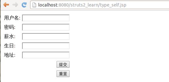 java struts2入门学习---自定义类型转换