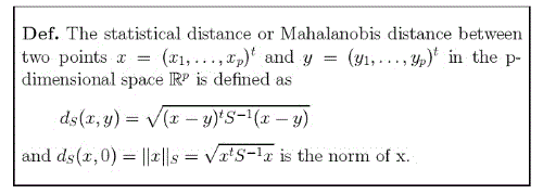 关于Mahalanobis距离的笔记