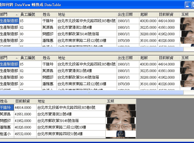 ADO.NET 2.0 - 如何将 DataView 转换成一个 DataTable