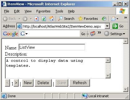 使用ASP.NET Atlas ItemView控件显示集合中的单个数据