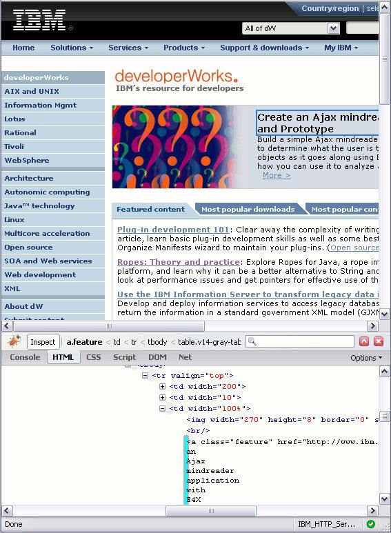 在 Firebug 检查 HTML