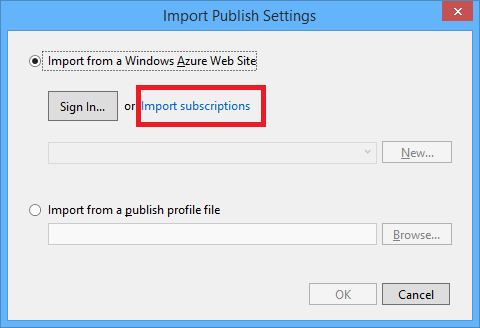 add Windows Azure subscription