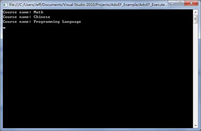 ADO.NET Entity Framework: 由 Entity Object 執行 SQL 指令