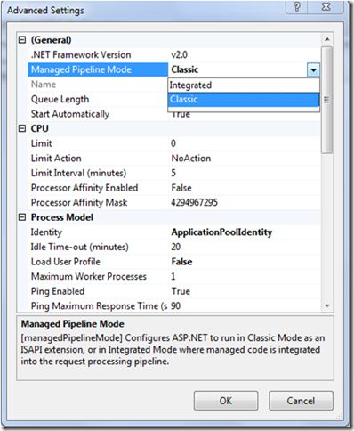 IIS7.0發生An ASP.NET setting has been detected that does not apply in Integrated managed pipeline mode.錯誤