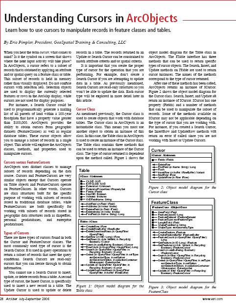 Understanding Cursors in ArcObjects(理解ArcObject中的游标Cursor)：：中英文对照！