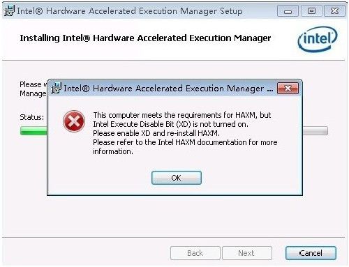Intel HAXM安装错误处理：(TV-x) is not turned on