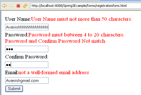 Spring 3 MVC Registration Form Example