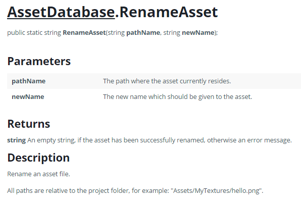 AssetDatabase.RenameAsset 重命名文件失败