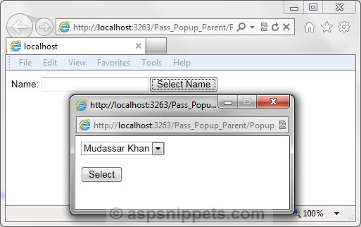 Pass value from child popup window to parent page window using JavaScript