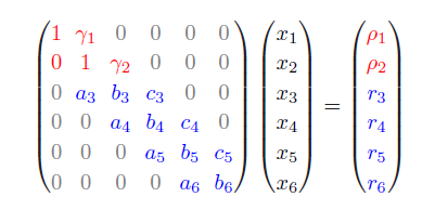 三对角矩阵(Tridiagonal Matrices)的求法：Thomas Algorithm(TDMA)