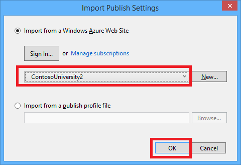 Import Publish Profile