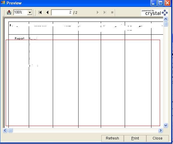 The issue of vertical lines throughing the Report footer or the whole page in Crystal report 11