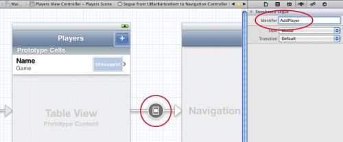 Setting the segue identifier