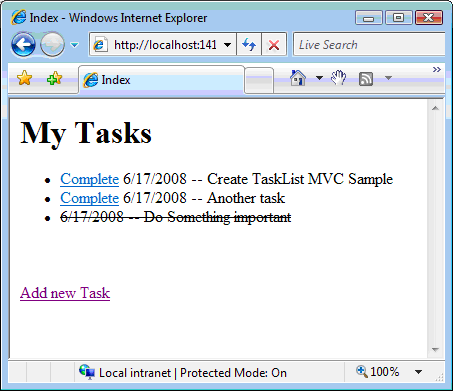教程一：用ASP.NET MVC创建一个TaskList应用程序