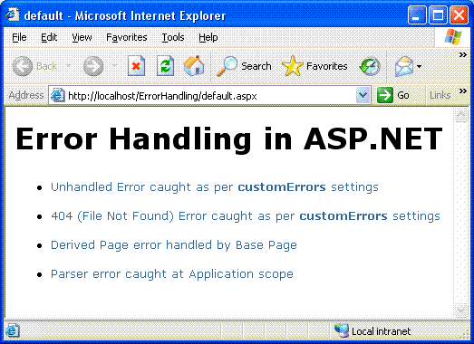 Error Handling in ASP.NET