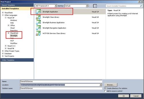 Create Silverlight Project in VS2010