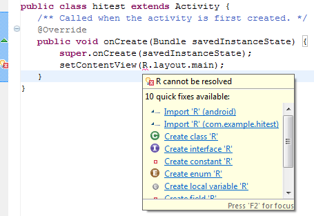 Troubleshoot: R.Layout.Main cannot be resolved