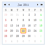 easyui源码翻译1.32--Calendar(日历)