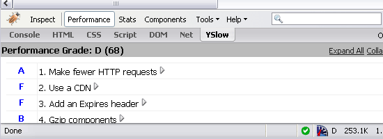 YSlow for Firebug - Screenshot